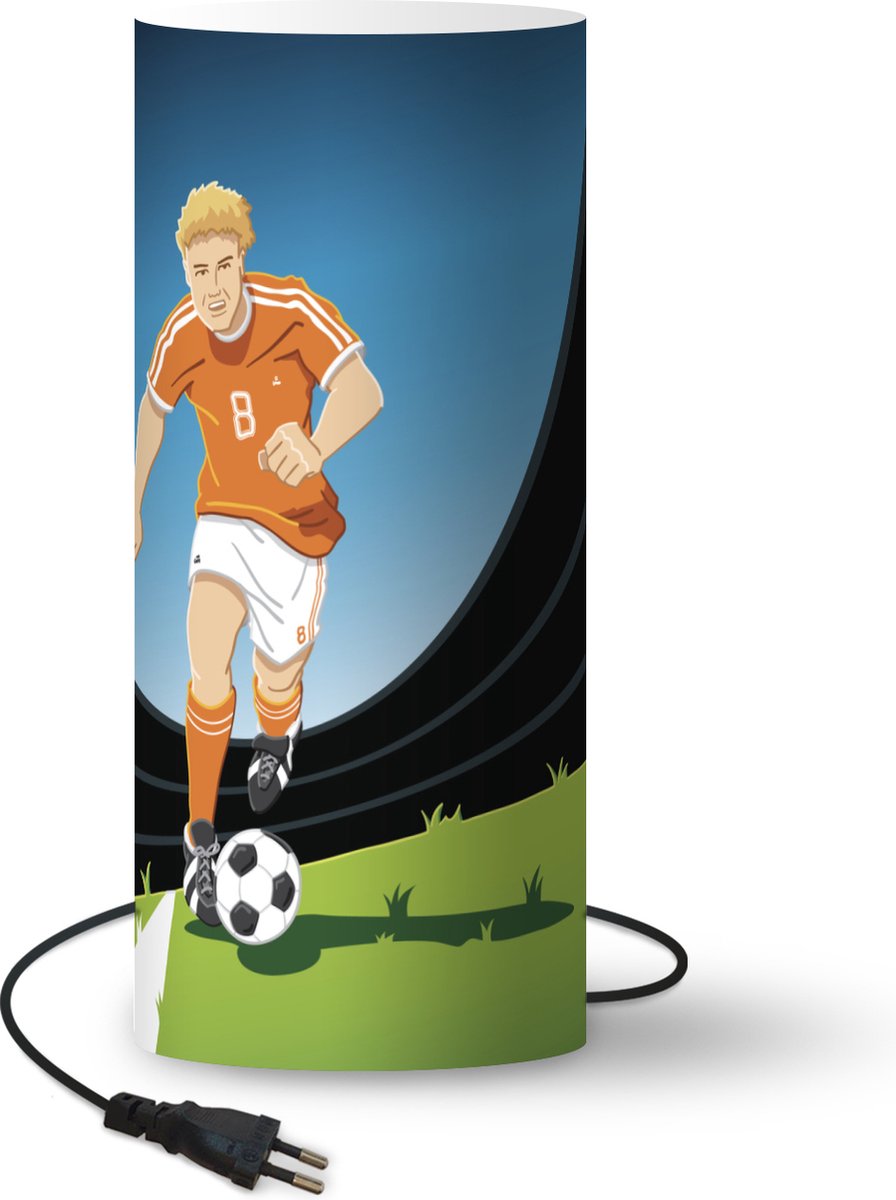 Lamp - Nachtlampje - Tafellamp slaapkamer - een speler in een voetbalstadion - 54 cm hoog - Ø22.9 cm - Inclusief LED lamp
