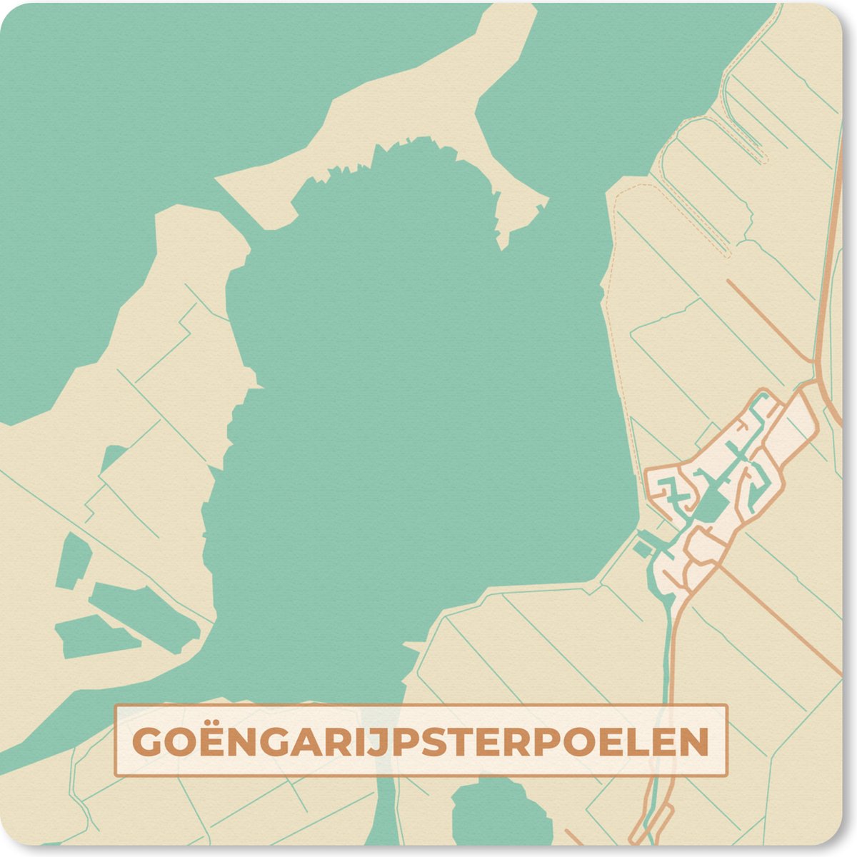 Muismat 30x30 cm - Mousepad Stadskaart - Goëngarijpsterpoelen - Nederland - Kaart - Plattegrond - Muismatten - Stadskaart