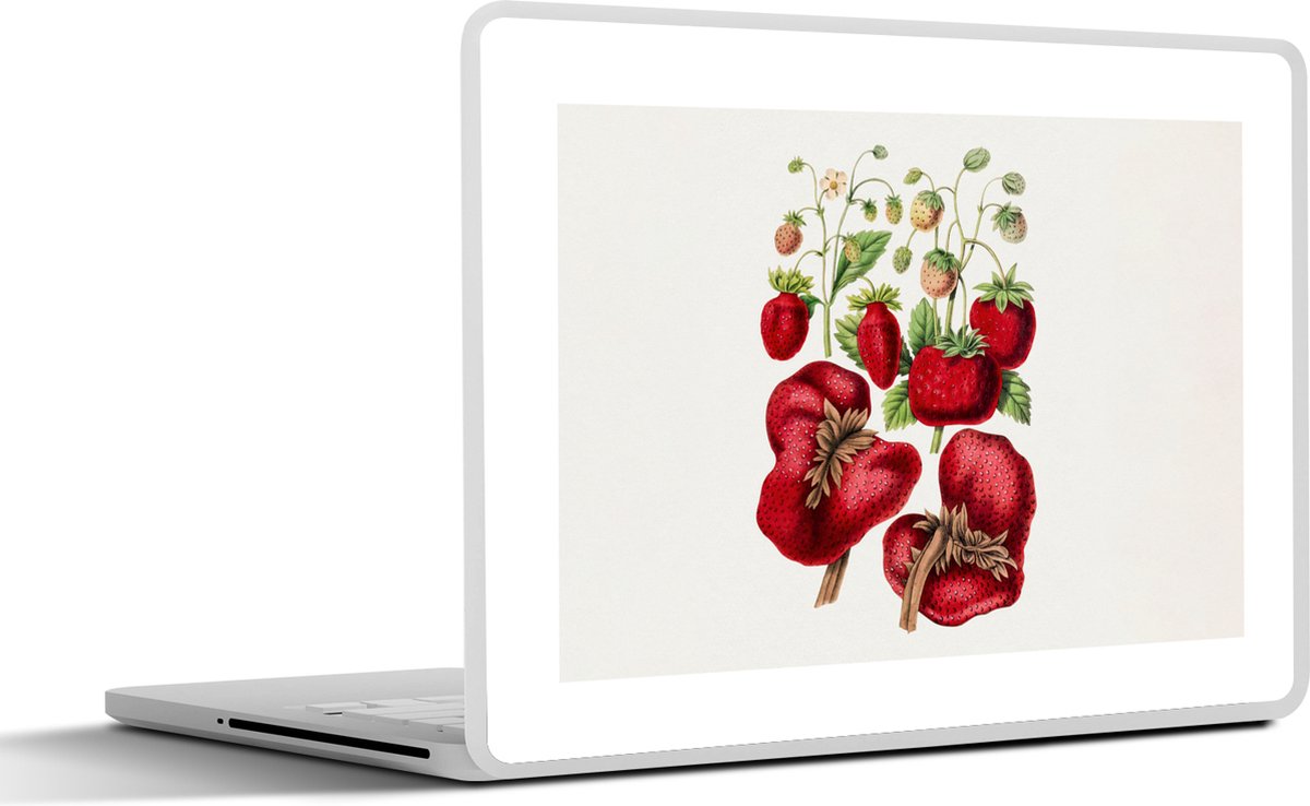 Laptop sticker - 13.3 inch - Aardbei - Eten - Plant - 31x22,5cm - Laptopstickers - Laptop skin - Cover