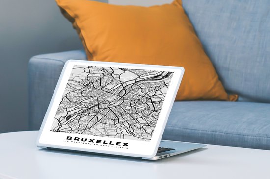 Autocollant pour ordinateur portable - 11,6 pouces - Carte - Bruxelles - Zwart Wit - Plan de la ville - Carte - 30x21cm - Autocollants pour ordinateur portable - Skin pour ordinateur portable - Couverture