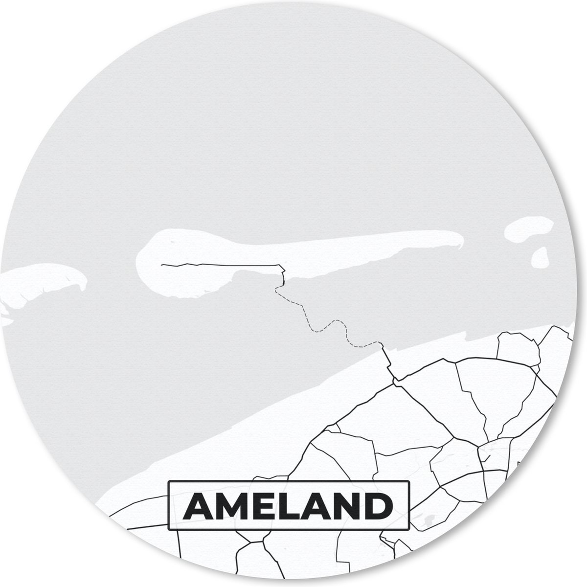Muismat rond 20x20 cm - Mousepad Kaart - Plattegrond - Stadskaart - Ameland - Ronde muismatten - Stadskaart