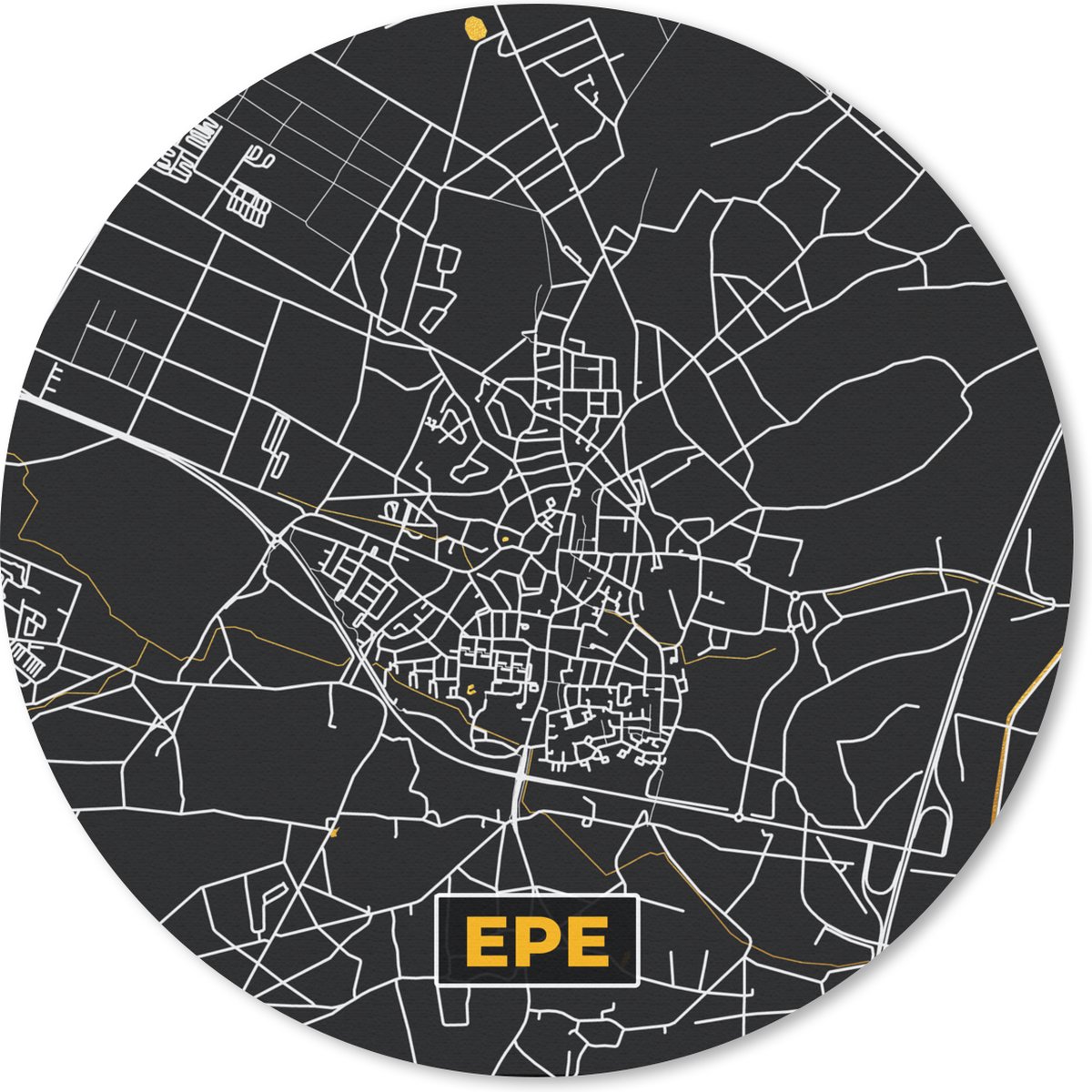 Muismat rond 50x50 cm - Mousepad Plattegrond - Epe - Goud - Kaart - Stadskaart - Ronde muismatten - Stadskaart