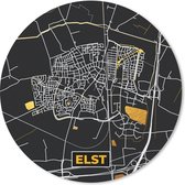 Muismat - Mousepad - Rond - Elst - Goud - Kaart - Plattegrond - Stadskaart - 40x40 cm - Ronde muismat