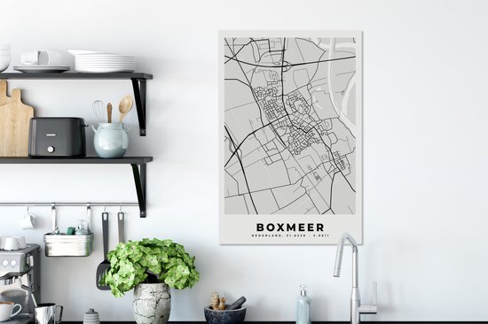Canvas schilderij 40x60 cm - Wanddecoratie Plattegrond - Kaart - Boxmeer - Stadskaart - Muurdecoratie woonkamer - Slaapkamer decoratie - Kamer accessoires - Schilderijen op canvas