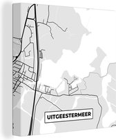 Canvas Schilderij Kaart - Uitgeestermeer - Meer - Stadskaart - Plattegrond - Nederland - 50x50 cm - Wanddecoratie