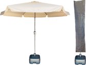 CUHOC - Parasol Ibiza Beige - Ø300cm + Verrijdbare Parasolvoet + Parasolhoes