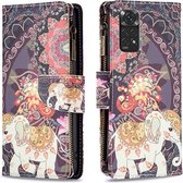 Xiaomi Redmi Note 11 / Note 11s - Portemonnee met rits - book-case hoesje - ruimte voor 9 pasjes - magic olifant