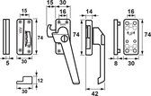 Axa Raamsluiting met nok cilindersluiting rechts opbouw F1 mat 3319-51-11/GE