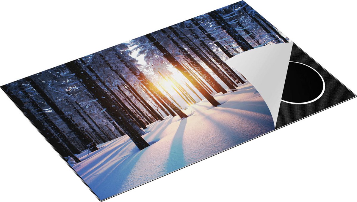 Chefcare Inductie Beschermer Bos met Sneeuw tijdens de Zonsondergang - 83x51,5 cm - Afdekplaat Inductie - Kookplaat Beschermer - Inductie Mat