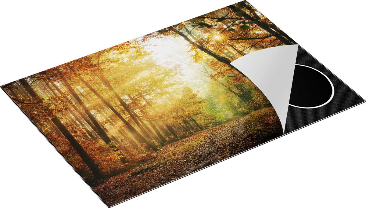 Chefcare Inductie Beschermer Herfstbos met Zonneschijn - 77x51 cm - Afdekplaat Inductie - Kookplaat Beschermer - Inductie Mat