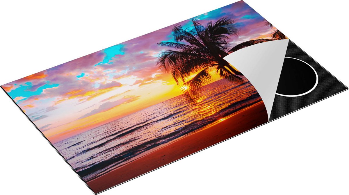 Chefcare Inductie Beschermer Tropisch Strand tijdens Zonsondergang - 85x52 cm - Afdekplaat Inductie - Kookplaat Beschermer - Inductie Mat