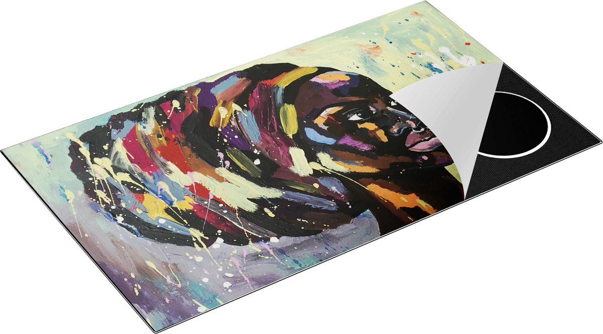 Chefcare Inductie Beschermer Getekende Afrikaanse Vrouw - Abstract - 90x52 cm - Afdekplaat Inductie - Kookplaat Beschermer - Inductie Mat