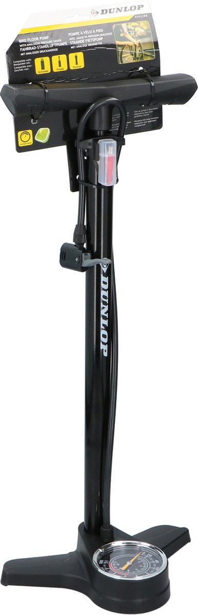 Dunlop Fietspomp - inclusief manometer - 61 cm - met verloopstukken