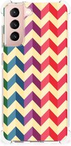 Back Cover Siliconen Hoesje Geschikt voor Samsung Galaxy S21 FE GSM Hoesje met doorzichtige rand Zigzag Color
