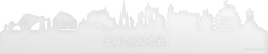 Skyline Edinburgh Wit Glanzend - 120 cm - Woondecoratie - Wanddecoratie - Meer steden beschikbaar - Woonkamer idee - City Art - Steden kunst - Cadeau voor hem - Cadeau voor haar - Jubileum - Trouwerij - WoodWideCities