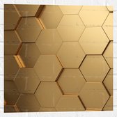 Muursticker - Hexagon Wand in het Goud - 50x50 cm Foto op Muursticker