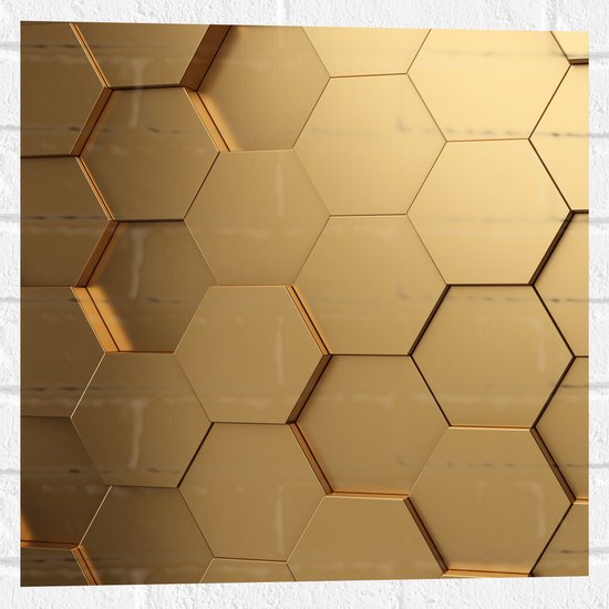 Muursticker - Hexagon Wand in het Goud - 50x50 cm Foto op Muursticker