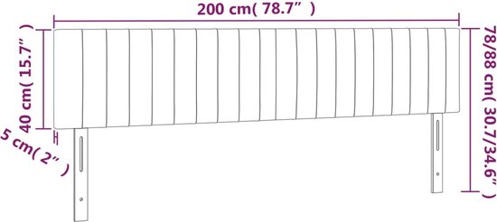 vidaXL-Hoofdbord-LED-200x5x78/88-cm-fluweel-lichtgrijs