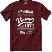 Vintage Legend Sinds 1971 - verjaardag en feest cadeau - Kado tip - T-Shirt - Unisex - Burgundy - Maat L