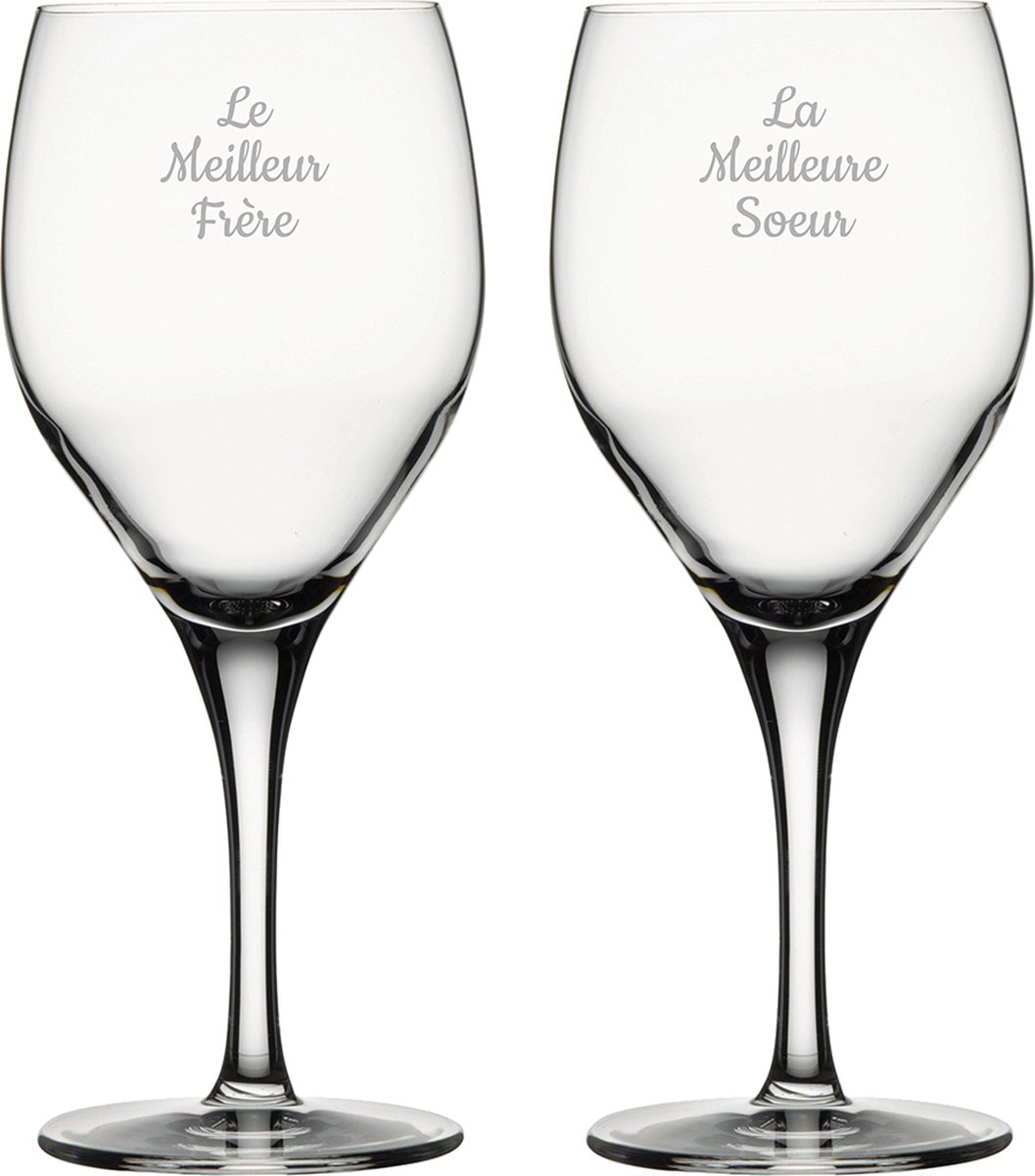 Rode wijnglas gegraveerd - 42,5cl - Le Meilleur Frère & La Meilleure Soeur