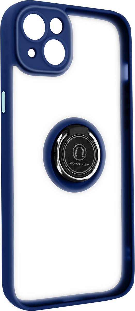 Geschikt voor Apple iPhone 14 Bi-materiaal Case Ring Video-Ondersteuning blauw