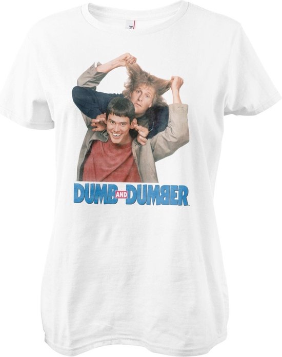 Dumb & Dumber Dames Tshirt -L- Washed Poster Wit