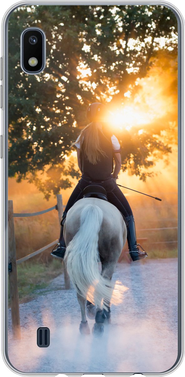 Telefoonhoesje Geschikt voor Samsung Galaxy A10 hoesje - Paard - Zon - Zand - Siliconen Telefoonhoesje Telefoonhoesje