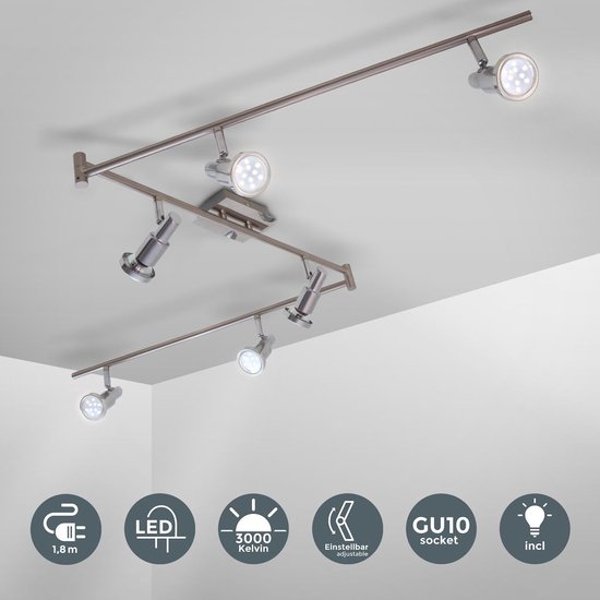 Voorrecht Sandalen meer en meer B.K.Licht LED plafondlamp met 6 kantelbare LED spots - metaal - incl. GU10  5W... | bol.com
