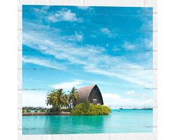 Muursticker - Hotel op het Water - Malediven - 50x50 cm Foto op Muursticker