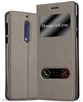 Cadorabo Hoesje geschikt voor Nokia 5 2017 in STEEN BRUIN - Beschermhoes met magnetische sluiting, standfunctie en 2 kijkvensters Book Case Cover Etui