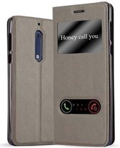 Cadorabo Hoesje voor Nokia 5 2017 in STEEN BRUIN - Beschermhoes met magnetische sluiting, standfunctie en 2 kijkvensters Book Case Cover Etui