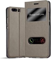 Cadorabo Hoesje geschikt voor Huawei P10 in STEEN BRUIN - Beschermhoes met magnetische sluiting, standfunctie en 2 kijkvensters Book Case Cover Etui