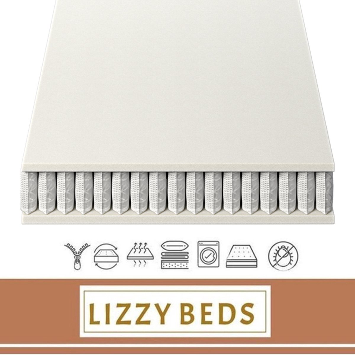 Pocketvering Matras - 200x210cm - 21cm dik - Hotel Comfort - Matras - Lizzybeds