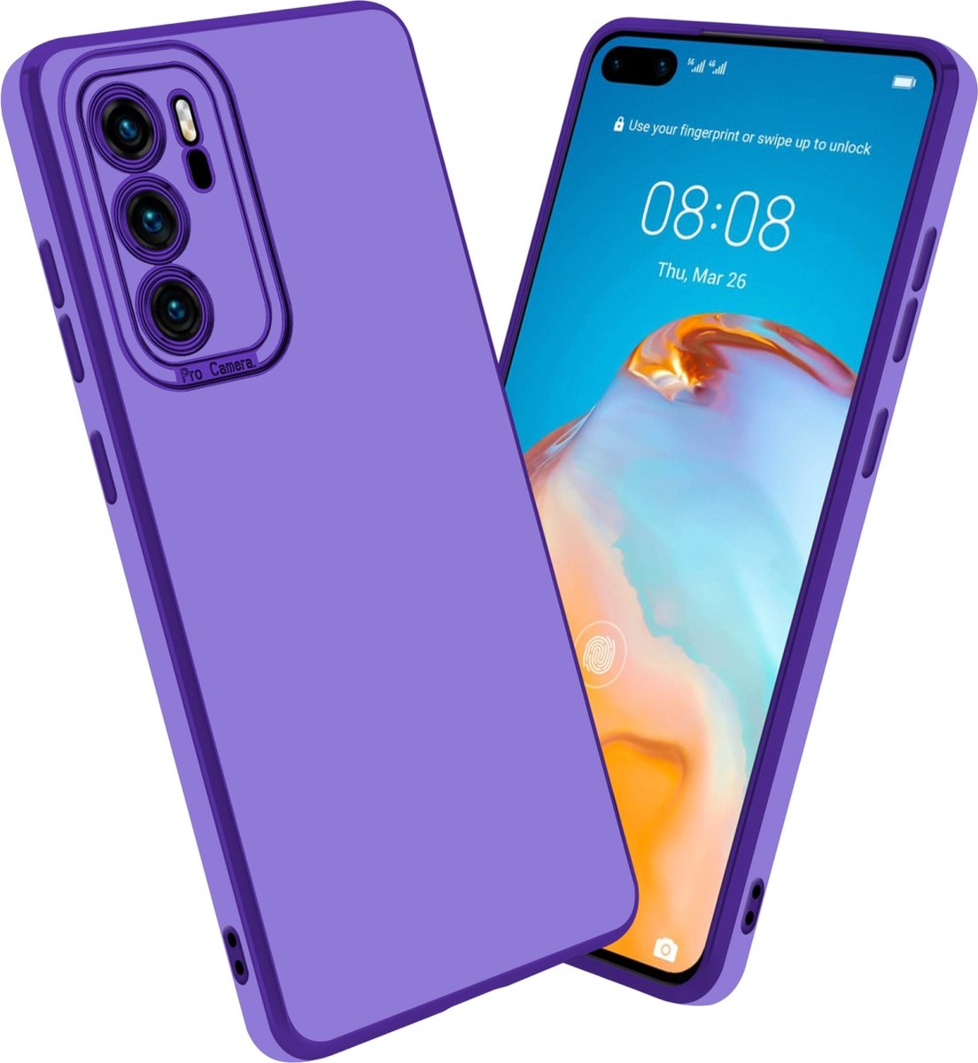 Cadorabo Hoesje geschikt voor Huawei P40 in Glossy Paars - Rose Goud - Beschermhoes van flexibel TPU-silicone Case Cover en met camerabescherming