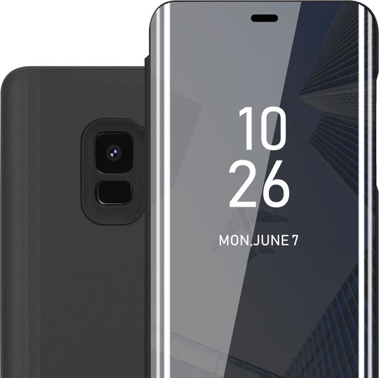 Cadorabo Coque pour Samsung Galaxy S9 en TOURMALINE NOIR - Coque de Protection Miroir Clear View avec Fonction Support Protection à 360 Degrés