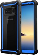 Cadorabo Hoesje voor Samsung Galaxy NOTE 8 in BLAUW ZWART - 2-in-1 beschermhoes met TPU siliconen rand en acrylglas achterkant