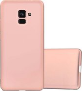 Cadorabo Hoesje geschikt voor Samsung Galaxy A8 2018 in METAAL ROSE GOUD - Hard Case Cover beschermhoes in metaal look tegen krassen en stoten