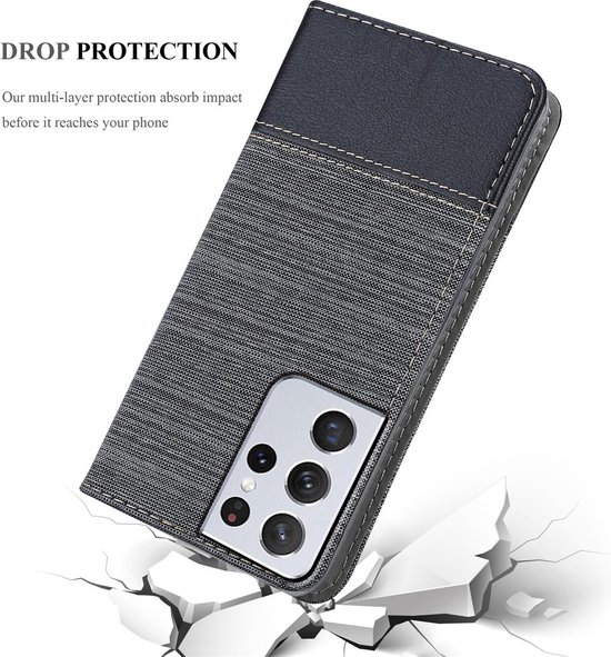Coque Cadorabo pour Samsung Galaxy S21 ULTRA en GRIS NOIR - Coque de protection avec fermeture magnétique