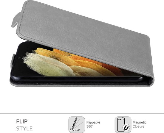 Coque Cadorabo pour Samsung Galaxy S21 ULTRA en GRIS TITANE - Coque de protection au design rabattable avec fermeture magnétique