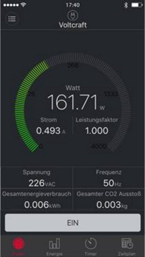 VOLTCRAFT SEM6000 Energiekostenmeter Bluetooth-interface, Gegevensexport, Datalogger, TRMS, Instelbaar stroomtarief, Me