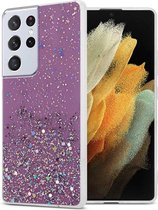 Cadorabo Hoesje geschikt voor Samsung Galaxy S21 ULTRA in Paars met Glitter - Beschermhoes van flexibel TPU silicone met fonkelende glitters Case Cover Etui