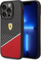 Ferrari Telefoonhoesje voor Apple iPhone 14 Pro Max - Polycarbonaat & TPU - Kleur: Rood & Zwart - Bescherming van Telefoon - Back Cover