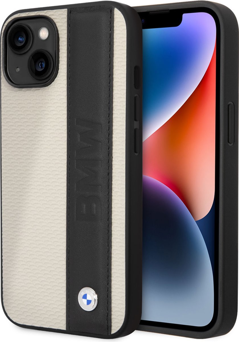 BMW Beige PU-Leer Back Cover Telefoonhoesje voor Apple iPhone 14 - Bescherm uw Telefoon & Kies voor Stijl!