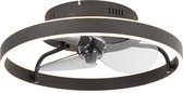 QAZQA maddy - LED Plafondventilator met Verlichting | Lamp en Afstandsbediening - 1 lichts - Ø 50 cm - Zwart - Woonkamer | Slaapkamer | Keuken