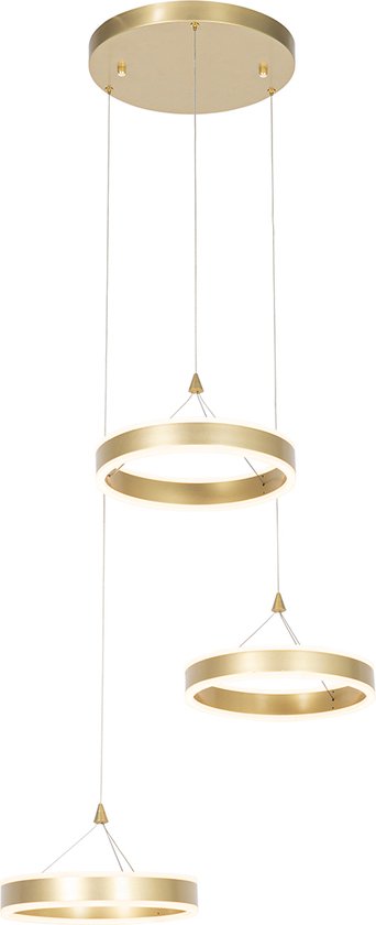 QAZQA lyani - Design LED Hanglamp voor boven de eettafel | in eetkamer - 3 lichts - Ø 62 cm - Goud/messing - Woonkamer | Slaapkamer | Keuken
