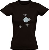 Vogel Maan Dames T-shirt | Kunst | Ruimte | Vogels | Dieren | Dier | Beest | Ruimtevaart | Grappig Shirt