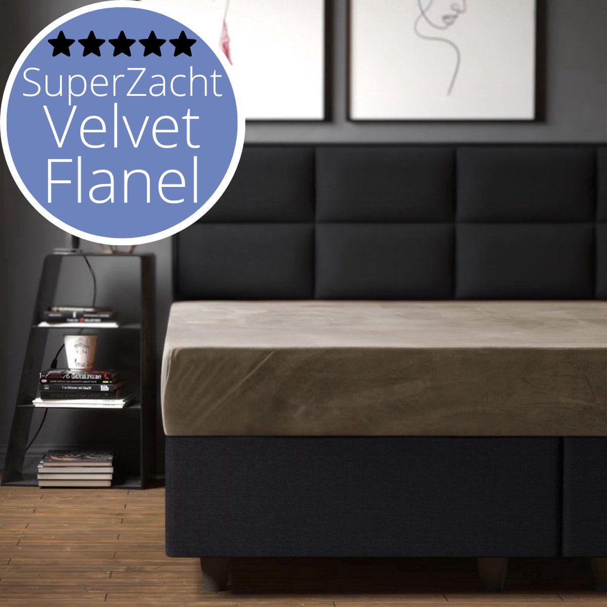 Sleeps Flanel Velvet Hoeslaken Taupe Lits-Jumeaux 160x200 cm - Hoogwaardige Kwaliteit - Fluweel Zacht & Heerlijk Warm