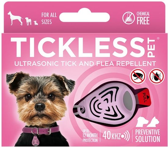 TICKLESS Pet - Ultrasone teken en vlooienbestrijder voor huisdieren - Vrij van chemicaliën - Oranje, Roze, Zwart of Bruin (ECOPET) - Pet - Roze