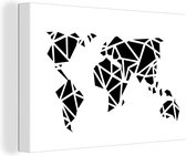 Canvas Wereldkaart - 30x20 - Wanddecoratie Wereldkaart - Zwart - Wit - Abstract - Kind - Jongens - Meisjes