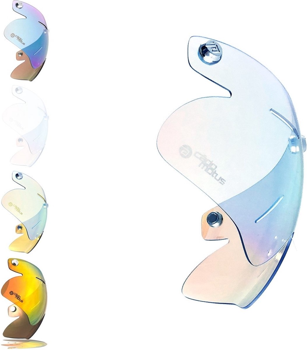 SKYnight vizier voor Omega Aerohelm | Schaatshelm | Fietshelm (lichte lens blauwe coating)